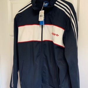 Adidas Men's Navy and White Windbreaker